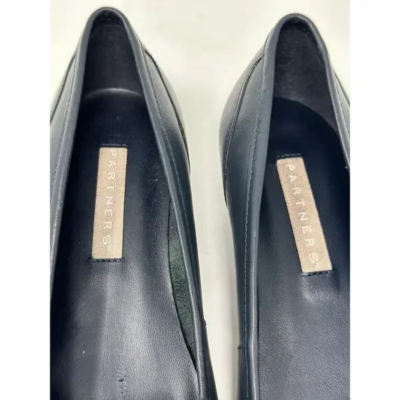 PARTNERS Dark Blue Leather Slip On Loafer Flats Shoes Women's Size 6 - Picture 9 of 10